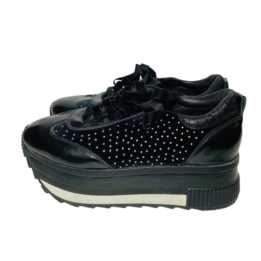 Roberto‎ Durville Paris Chunky Platform Silver Studded Sneakers Sz 42